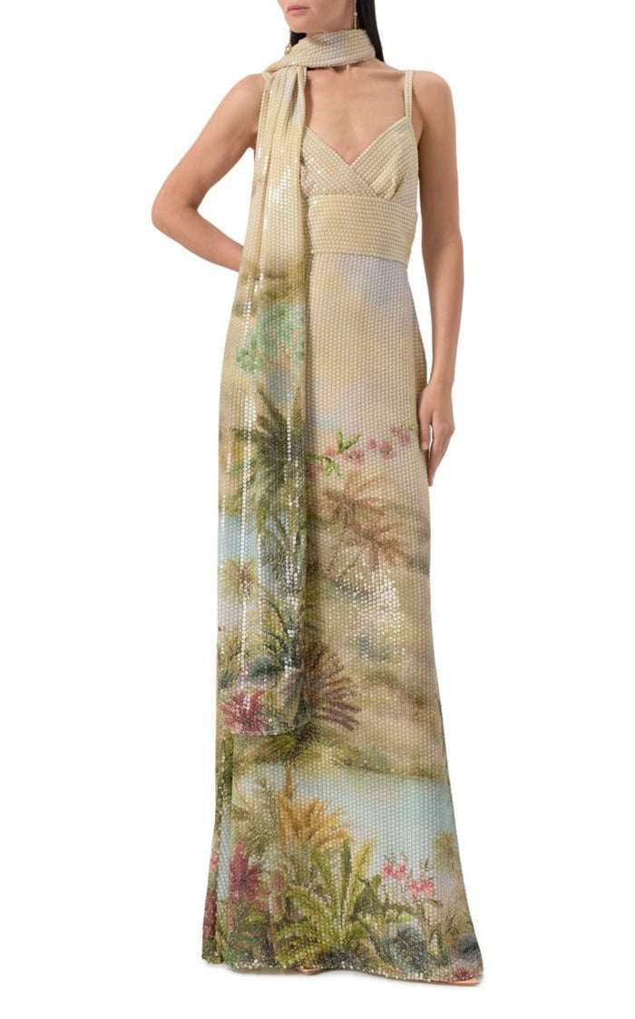 Elie Saab Oasis Sequin Printed Mermaid Gown - Runway Catalog