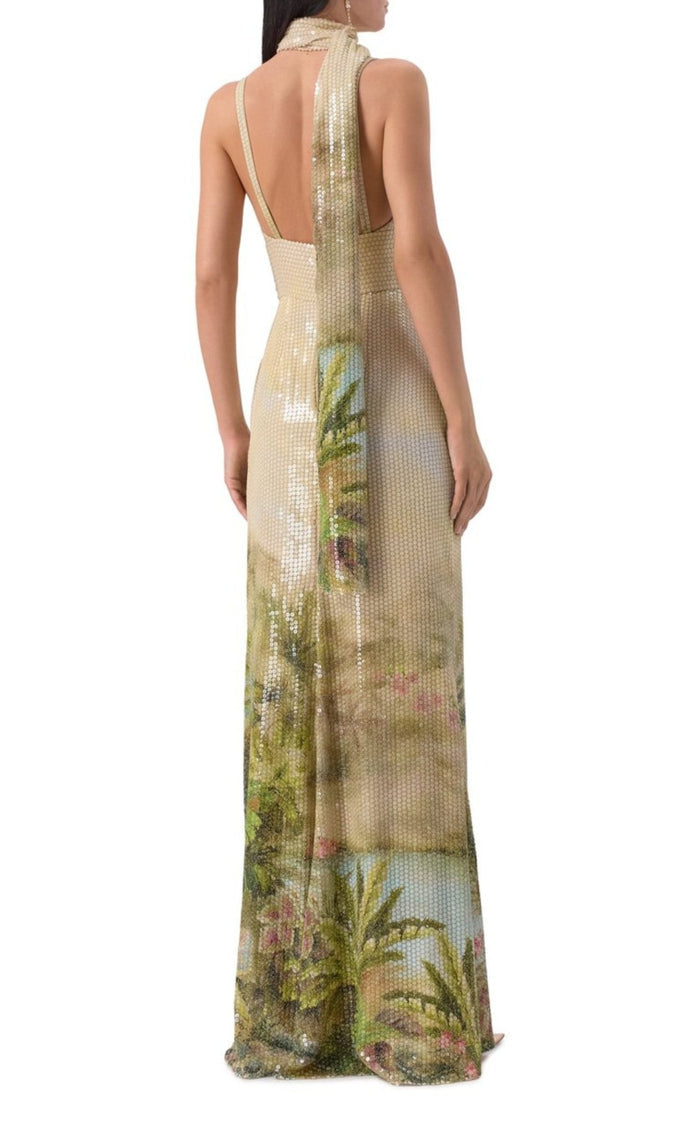 Elie Saab Oasis Sequin Printed Mermaid Gown - Runway Catalog