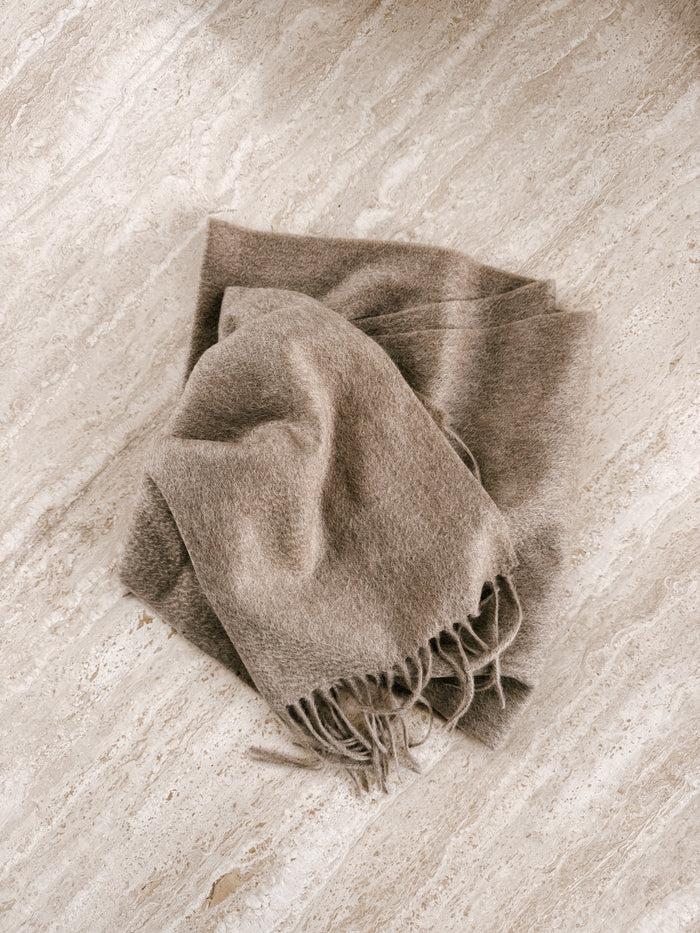 Oatmeal Pure Cashmere Tassel Scarf