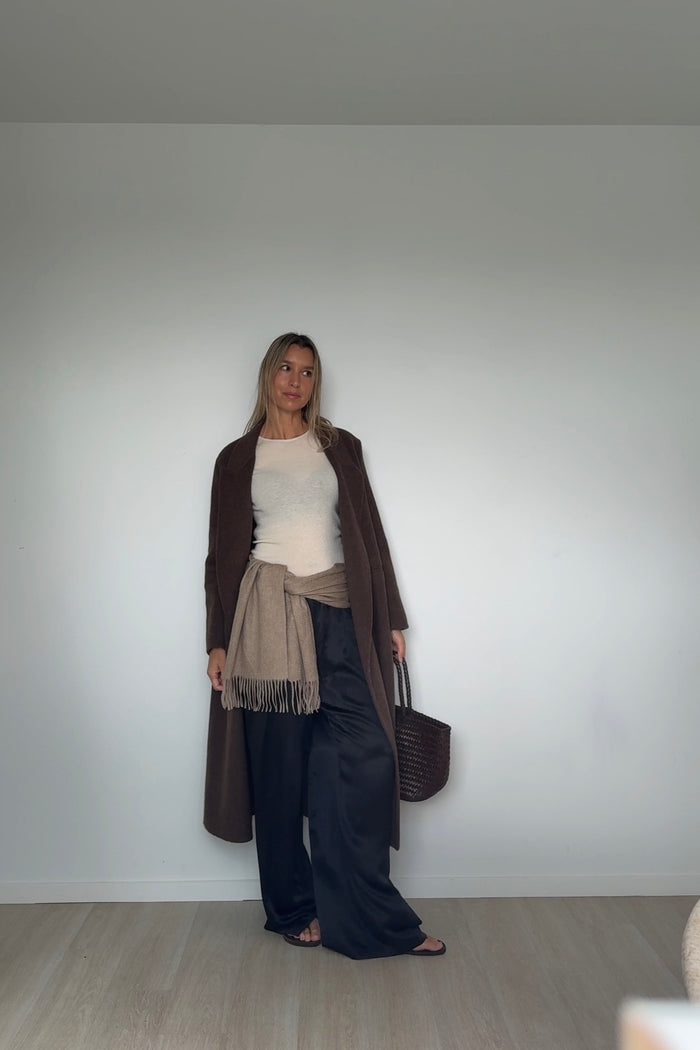 Oatmeal Pure Cashmere Tassel Scarf