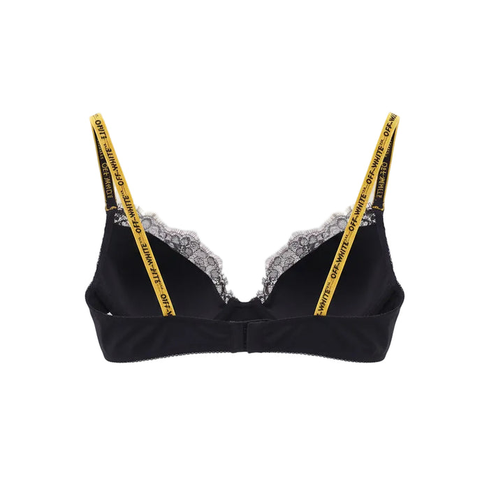 OFF-WHITE BLACK LACE LOGO BRA - SIZE 40