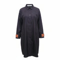 OFF-WHITE BLACK TRENCH COAT WITH ORANGE LOGO DETAIL - SIZE 40