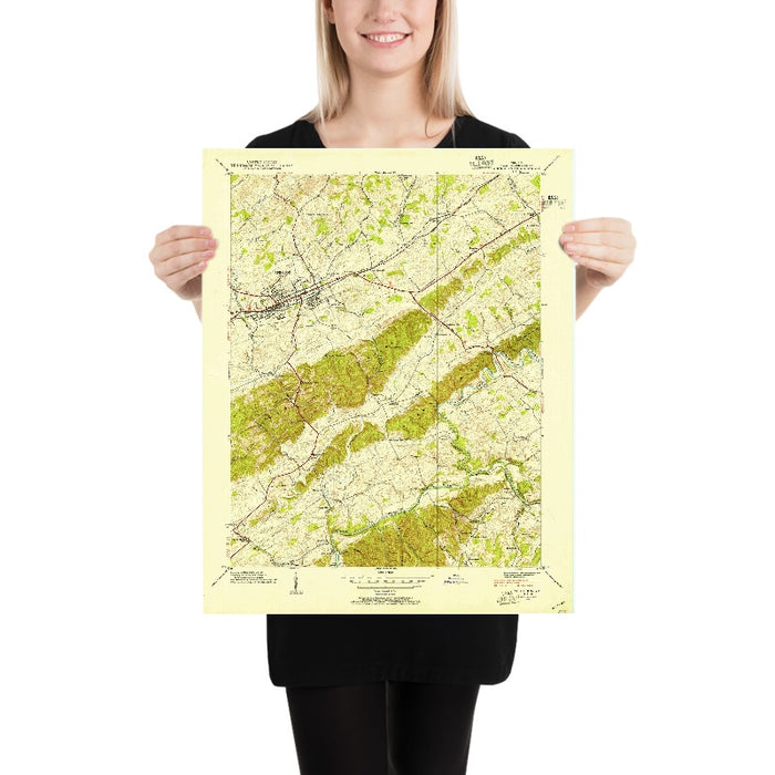 Old Map of Abingdon, Virginia by USGS, 1938 – Washington County, Holston River & Appalachians
