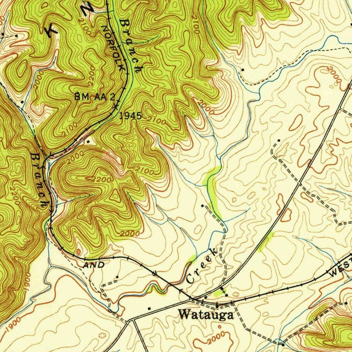 Old Map of Abingdon, Virginia by USGS, 1938 – Washington County, Holston River & Appalachians