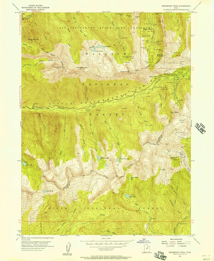 Old Map of Alta, Utah by USGS, 1955 – Snowbird, Little Cottonwood Canyon & Wasatch Range