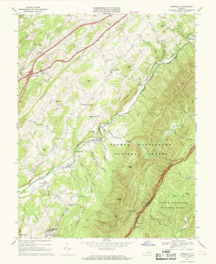 Old Map of Blacksburg, Virginia by USGS, 1967 – Virginia Tech & George Washington National Forest