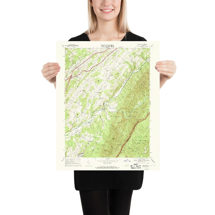 Old Map of Blacksburg, Virginia by USGS, 1967 – Virginia Tech & George Washington National Forest