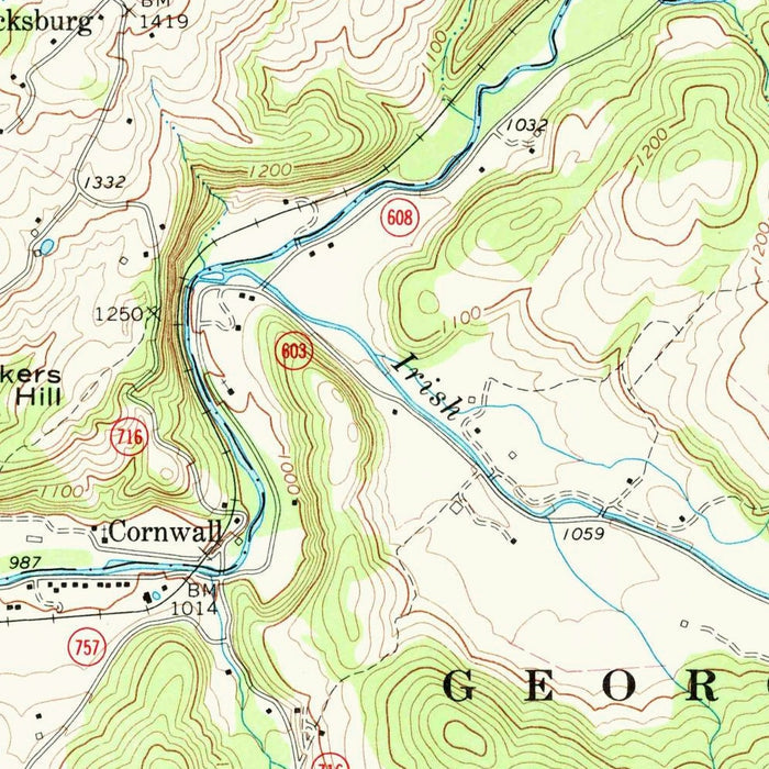 Old Map of Blacksburg, Virginia by USGS, 1967 – Virginia Tech & George Washington National Forest
