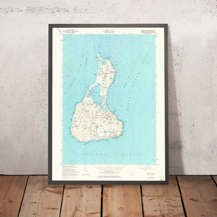 Old Map of Block Island, Rhode Island by USGS, 1957 – New Shoreham, Great Salt Pond & Mohegan Bluffs