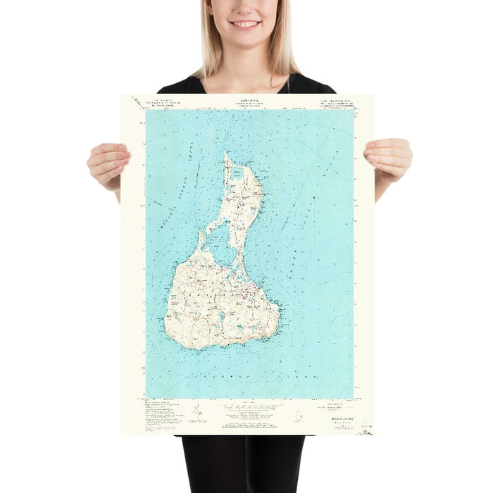 Old Map of Block Island, Rhode Island by USGS, 1957 – New Shoreham, Great Salt Pond & Mohegan Bluffs