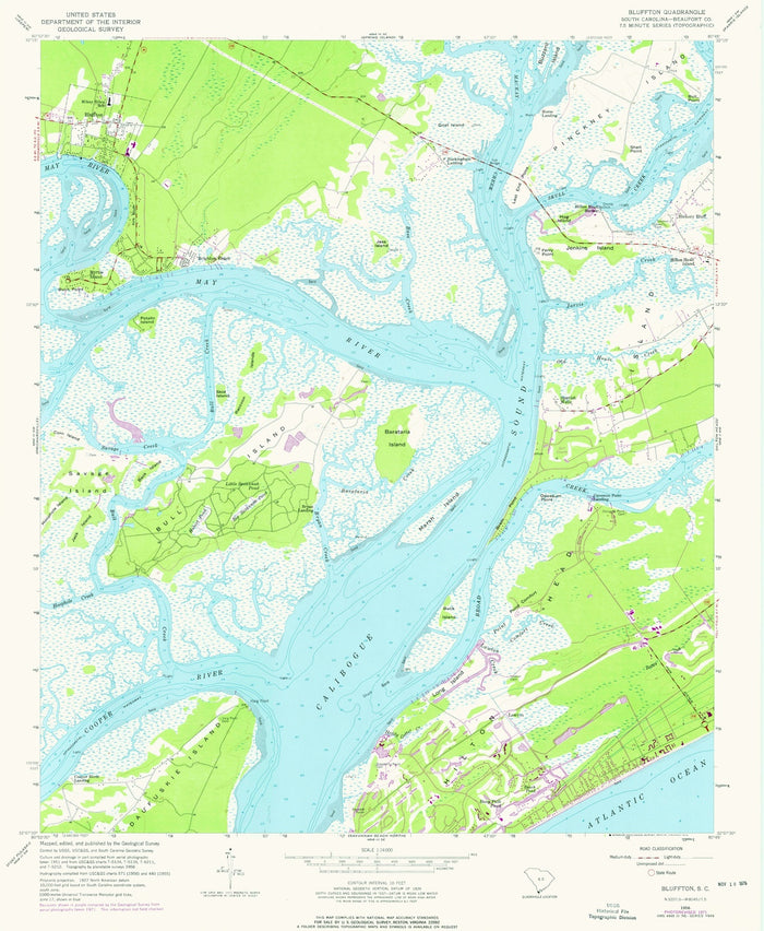 Old Map of Bluffton, South Carolina by USGS, 1956 – Hilton Head Island, Calibogue River & May River