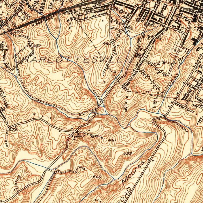 Old Map of Charlottesville, Virginia by USGS, 1960 – University of Virginia, Monticello & Rivanna River