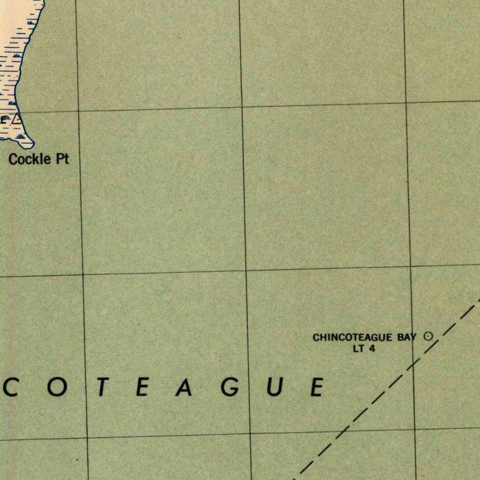 Old Map of Chincoteague, Virginia by USGS, 1943 – Wallops Island, Assateague Cove & Chincoteague Bay