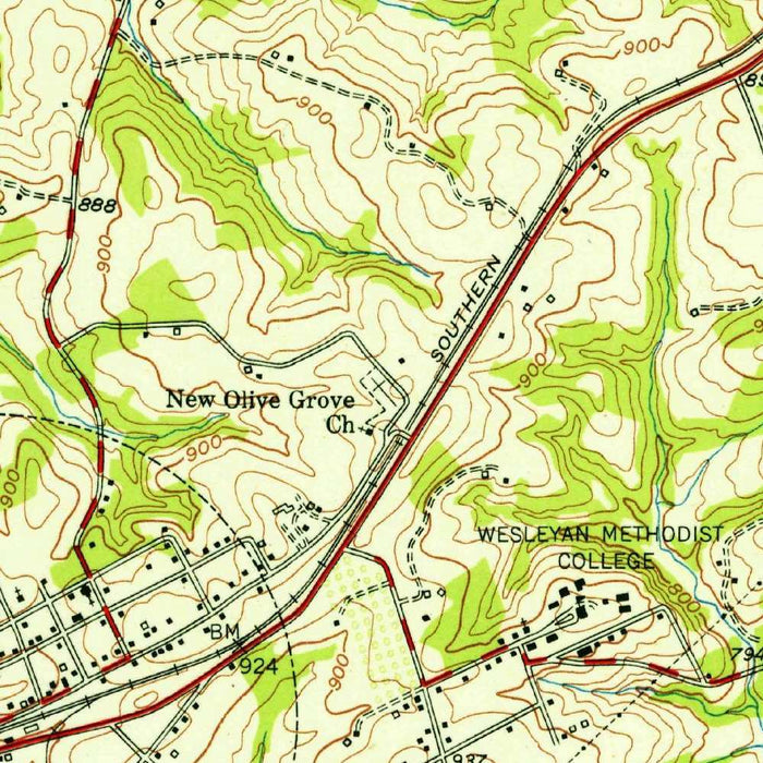 Old Map of Clemson, South Carolina by USGS, 1951 – Clemson University, Lake Hartwell & Seneca River