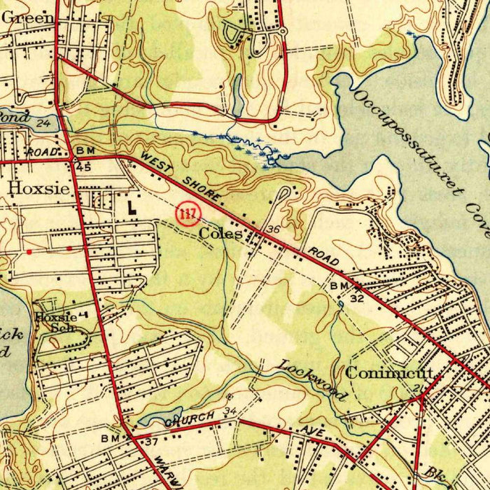 Old Map of East Greenwich, Rhode Island by USGS, 1944 – Warwick, Greenwich Bay & Narragansett Bay