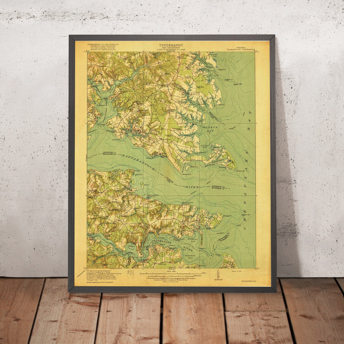 Old Map of Irvington, Virginia by USGS, 1917 – Rappahannock River, Kilmarnock & Chesapeake Bay