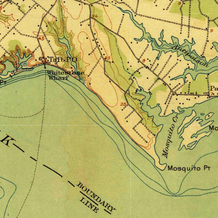 Old Map of Irvington, Virginia by USGS, 1917 – Rappahannock River, Kilmarnock & Chesapeake Bay