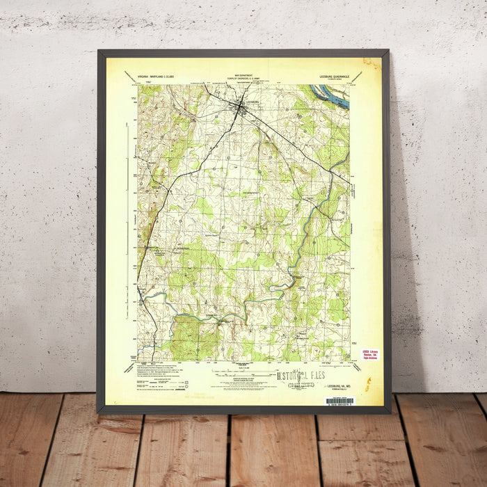 Old Map of Leesburg, Virginia by USGS, 1944 – Loudoun County, Ball's Bluff & Goose Creek