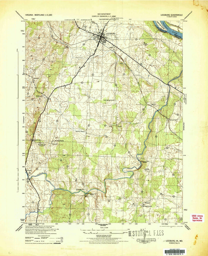 Old Map of Leesburg, Virginia by USGS, 1944 – Loudoun County, Ball's Bluff & Goose Creek