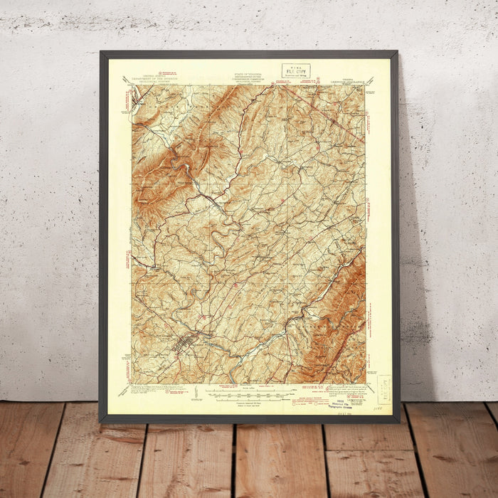 Old Map of Lexington, Virginia by USGS, 1937 – Blacksburg, Fredericksburg & Shenandoah National Park