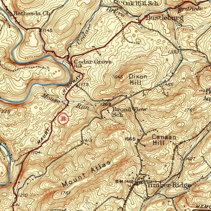 Old Map of Lexington, Virginia by USGS, 1937 – Blacksburg, Fredericksburg & Shenandoah National Park