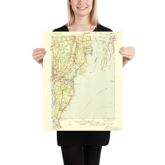Old Map of Narragansett, Rhode Island by USGS, 1944 – South Kingstown, Point Judith & Scarborough Beach