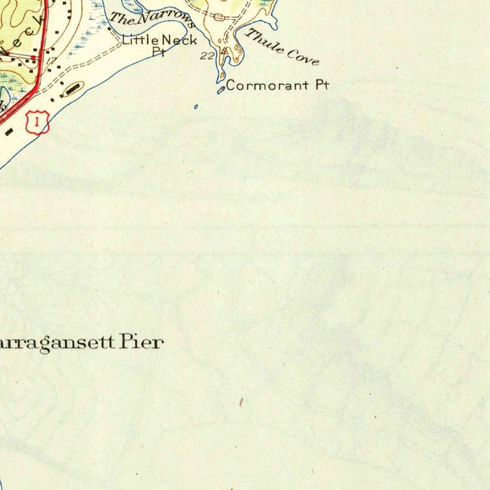 Old Map of Narragansett, Rhode Island by USGS, 1944 – South Kingstown, Point Judith & Scarborough Beach
