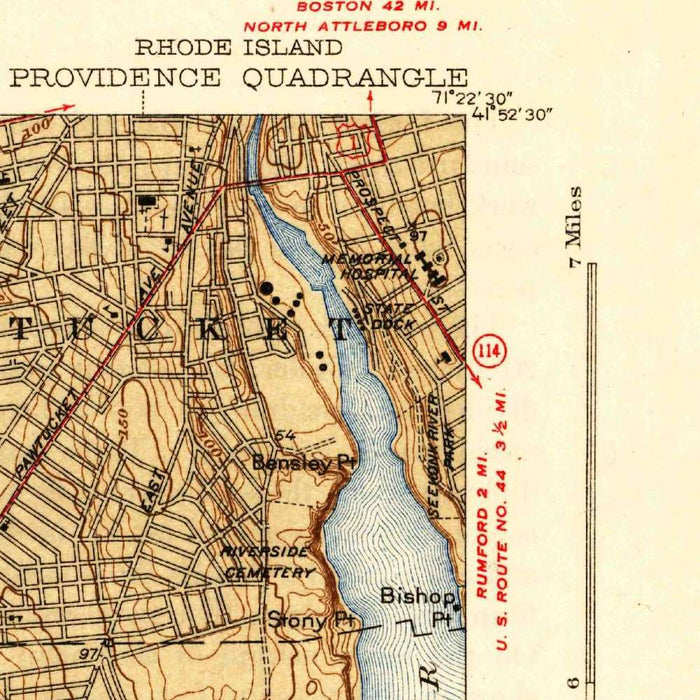Old Map of Providence, Rhode Island by USGS, 1939 – Pawtucket, Cranston & Narragansett Bay