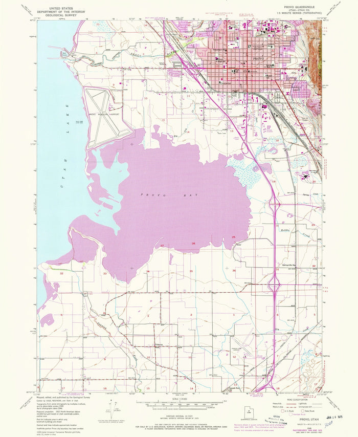 Old Map of Provo, Utah by USGS, 1948 – Orem, Utah Lake & Brigham Young University