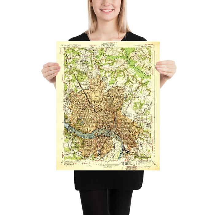 Old Map of Richmond, Virginia by USGS, 1939 – James River, Virginia State Capitol & Maymont