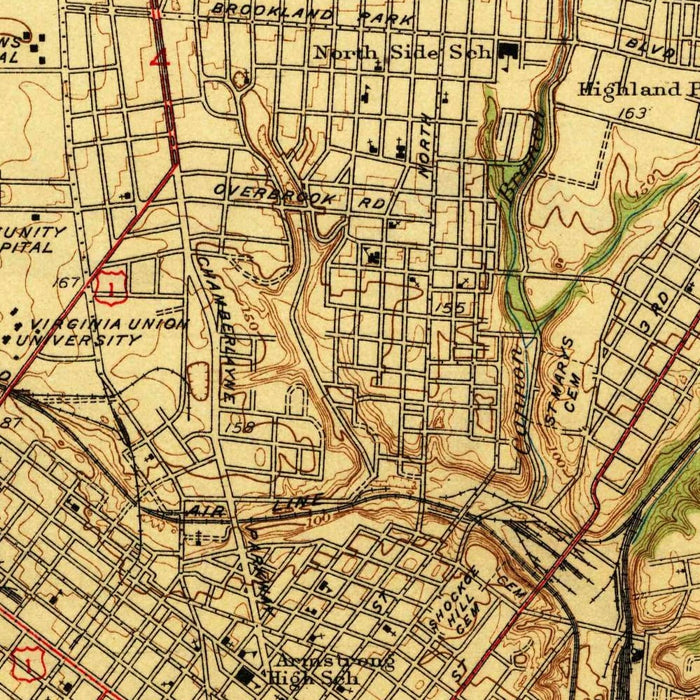 Old Map of Richmond, Virginia by USGS, 1939 – James River, Virginia State Capitol & Maymont