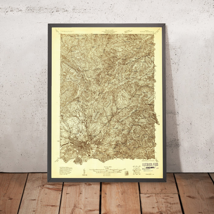 Old Map of Roanoke, Virginia by USGS, 1929 – Mill Mountain & Roanoke River
