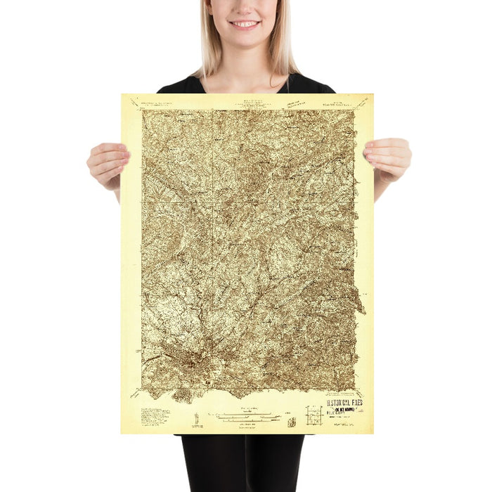 Old Map of Roanoke, Virginia by USGS, 1929 – Mill Mountain & Roanoke River