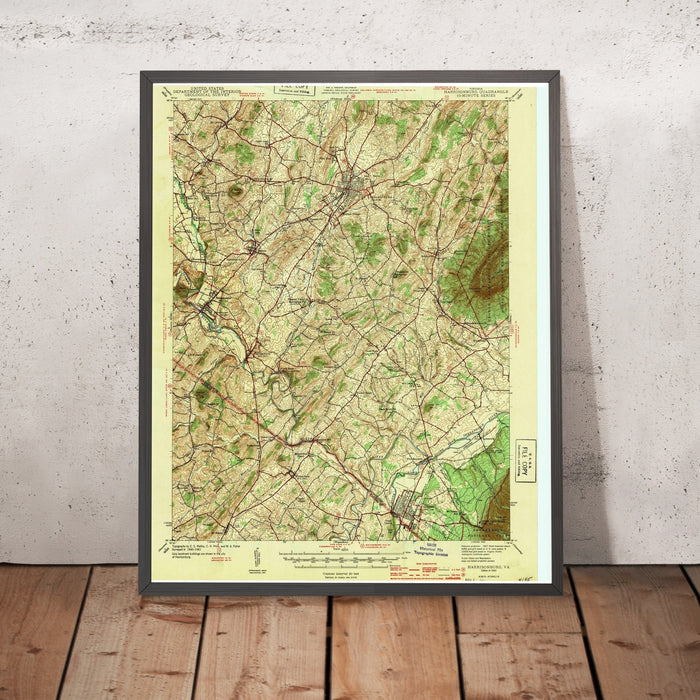 Old Map of Shenandoah Valley, Virginia by USGS, 1943 – Harrisonburg & Massanutten Mountain