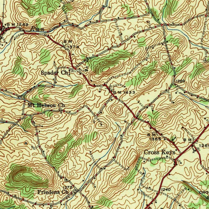 Old Map of Shenandoah Valley, Virginia by USGS, 1943 – Harrisonburg & Massanutten Mountain