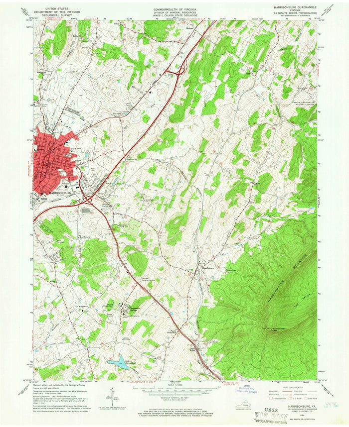 Old Map of Shenandoah Valley, Virginia by USGS, 1964 – Harrisonburg & Massanutten Mountain
