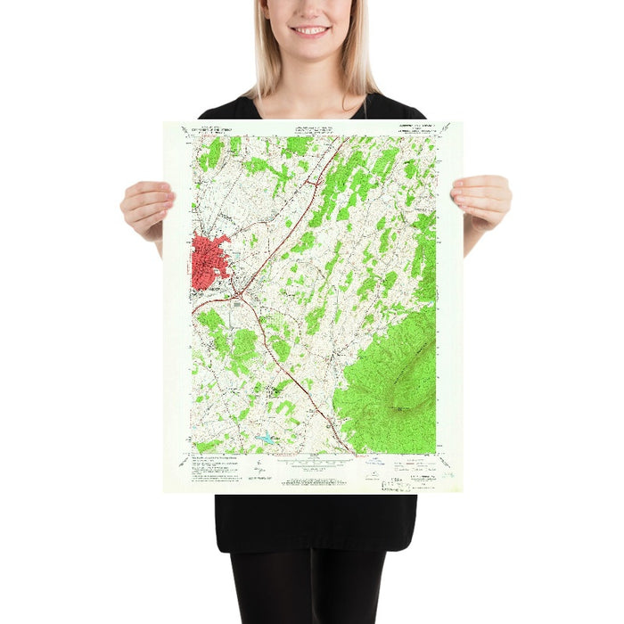 Old Map of Shenandoah Valley, Virginia by USGS, 1964 – Harrisonburg & Massanutten Mountain