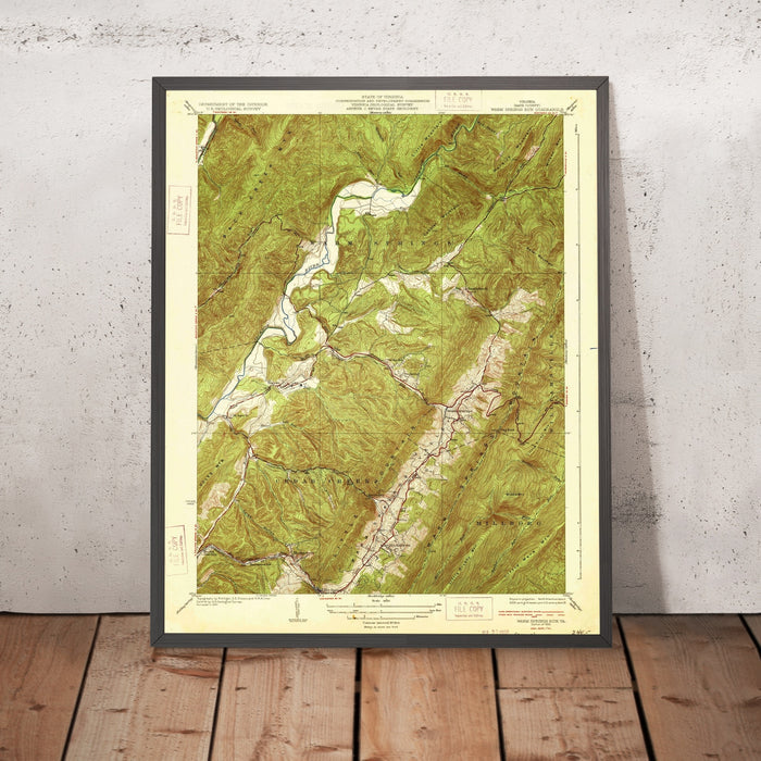 Old Map of Warm Springs, Virginia by USGS, 1933 – Hot Springs, Millboro & Bath County