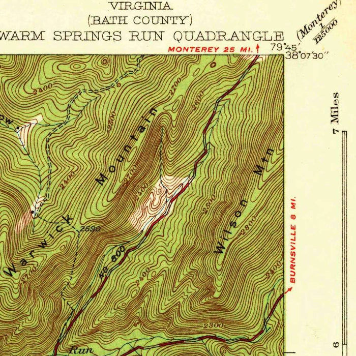 Old Map of Warm Springs, Virginia by USGS, 1933 – Hot Springs, Millboro & Bath County