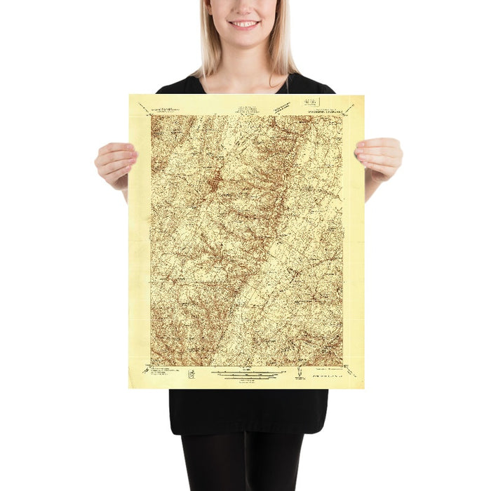 Old Map of Winchester, Virginia by USGS, 1938 – Stephens City, Middletown & Opequon Creek
