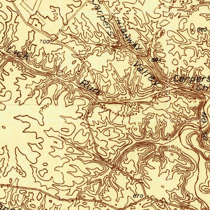 Old Map of Winchester, Virginia by USGS, 1938 – Stephens City, Middletown & Opequon Creek