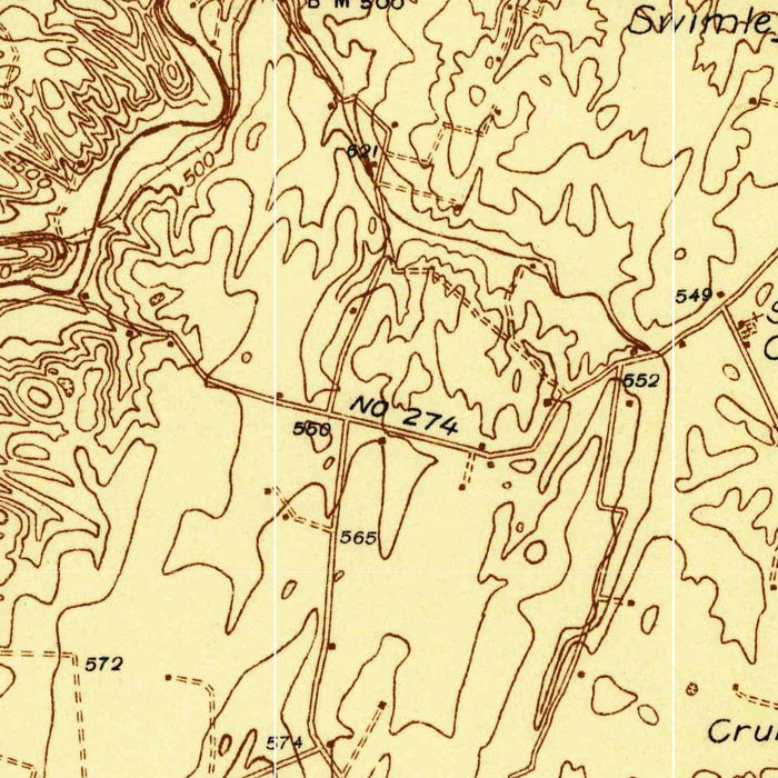 Old Map of Winchester, Virginia by USGS, 1938 – Stephens City, Middletown & Opequon Creek