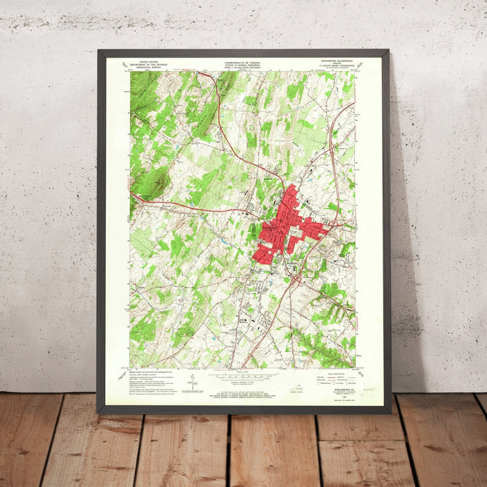 Old Map of Winchester, Virginia by USGS, 1966 – Shenandoah Valley & Opequon Creek