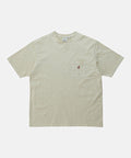 Gramicci natural pigment One Point Tee with a small running man graphic against a light-tone background.