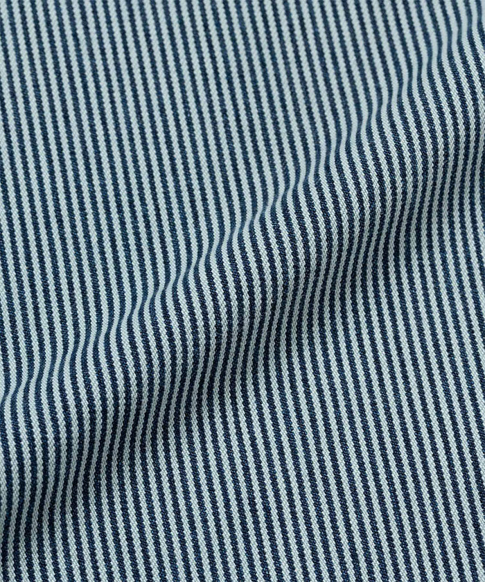 Navy colored Gramicci Overdyed Hickory Work Pants fabric swatch.