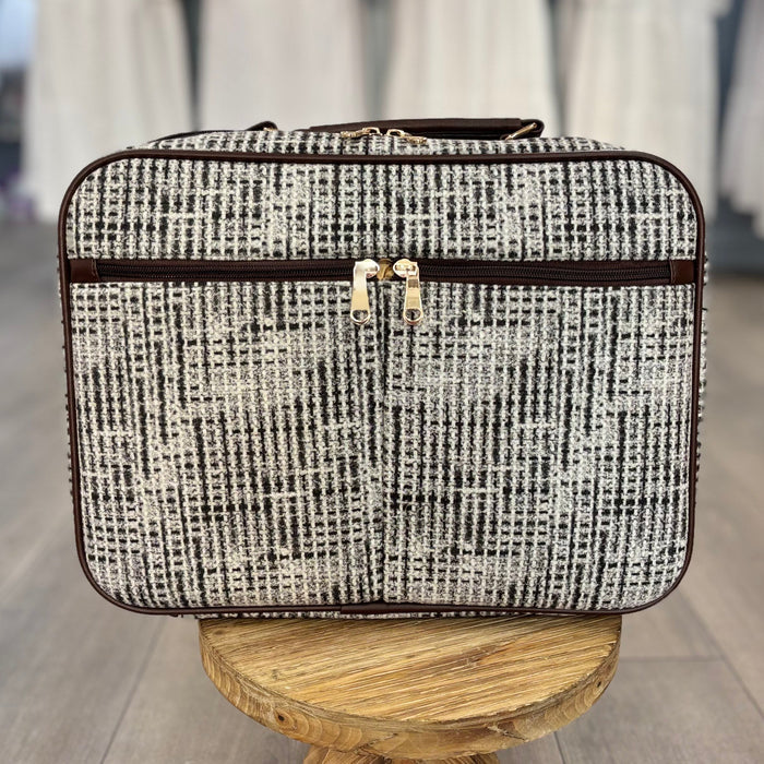 black and white briefcase bag