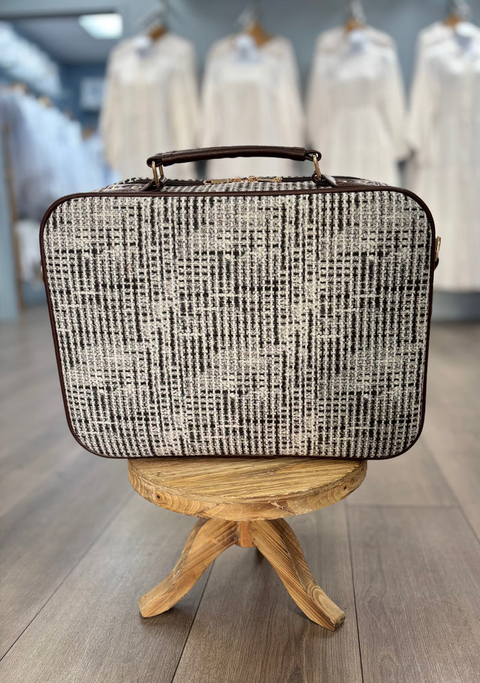 black and white briefcase bag