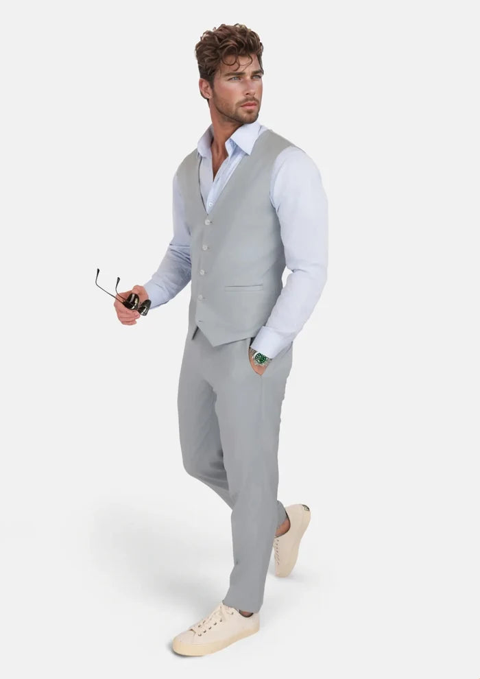 Pale Blue Italian Wool Vest - SARTORO