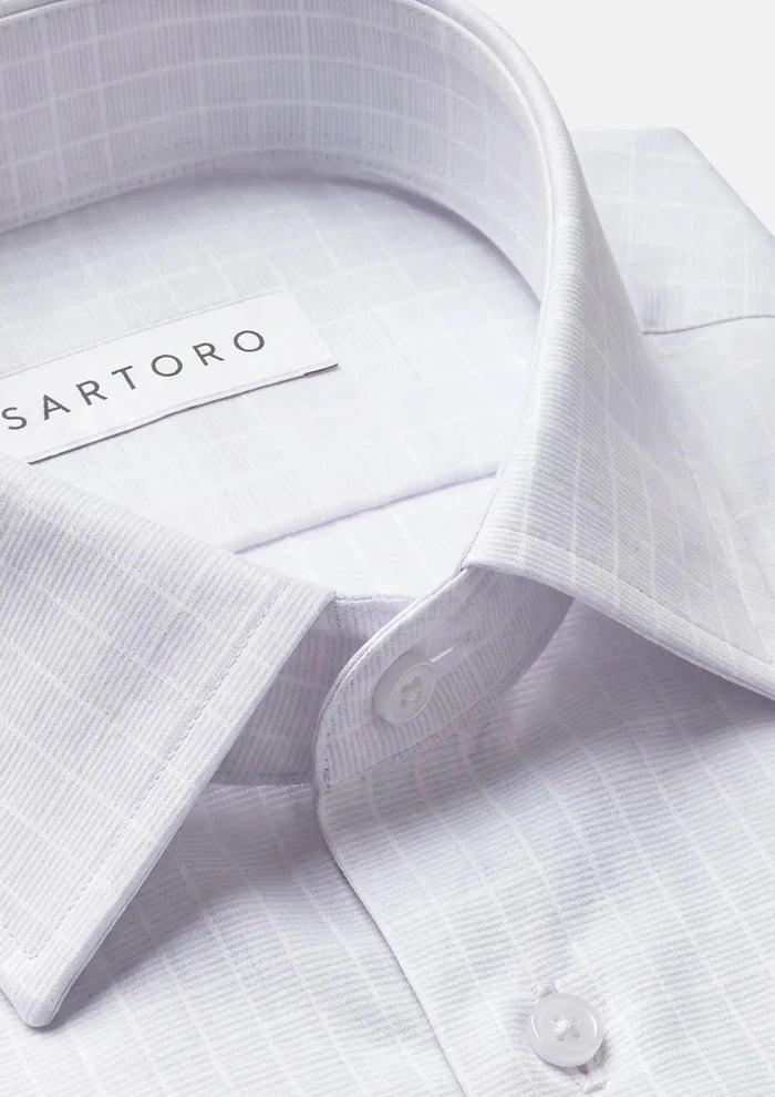Pale Grey Grid Shirt - SARTORO