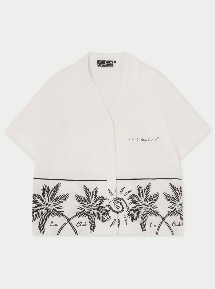 PALM EMBROIDERY SHIRT - WHITE